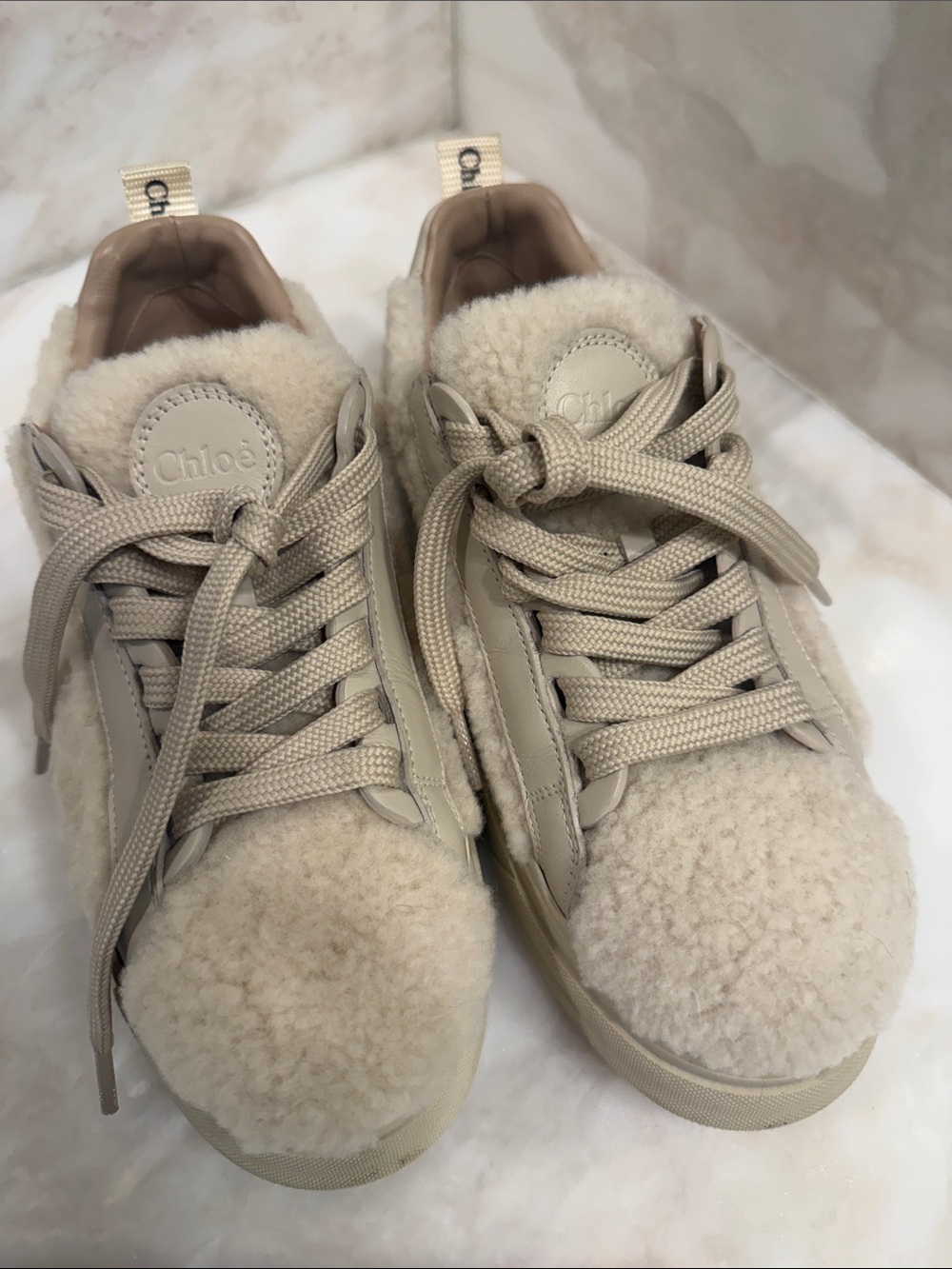 Chloe Lauren Shearling and Lambskin Sneaker
